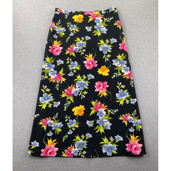 Vintage Villager Y2K Maxi Skirt Size 14 Black Dark Floral Artsy Whimsical Fairy - Picture 1 of 13